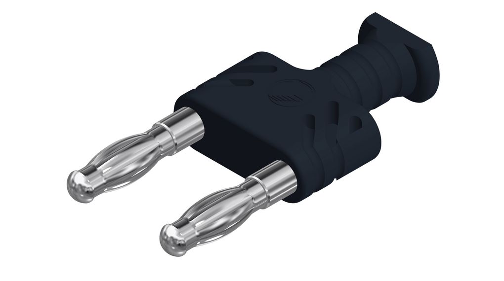 Testadapter 2x banankontakt 4 mm - Bananuttag 4 mm 32A 30VAC 60VDC 43mm Svart